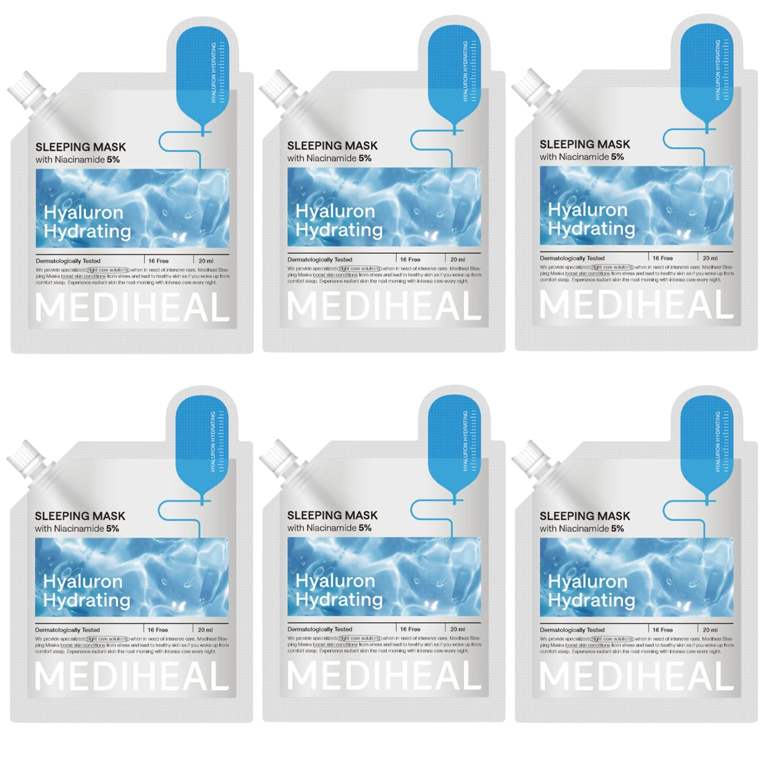 Mediheal - Hyaluron Hydrating Sleeping Mask with Niacinamide 5% 20ml. (Pack of 6)