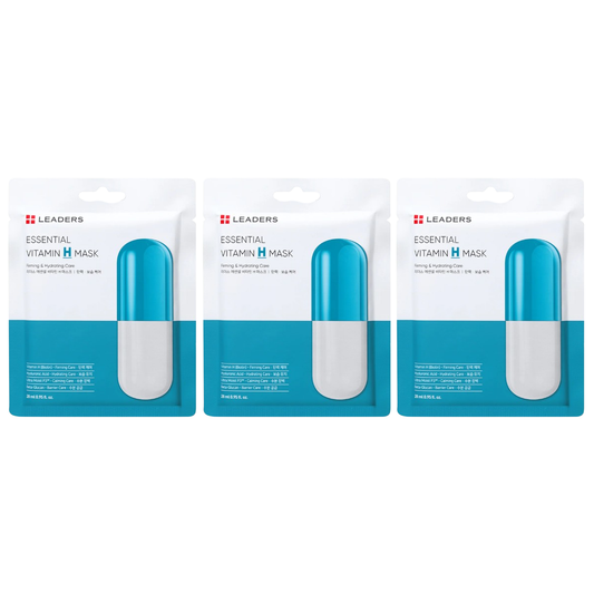 Leaders - Essential Vitamin H Face Mask, Firming & Hydrating Care 28ml. (Pack of 3)