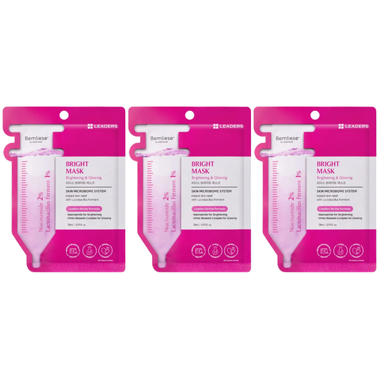 Leaders - Bright Face Mask with Niacinamide and White Blossom Complex 28ml. (Pack of 3)