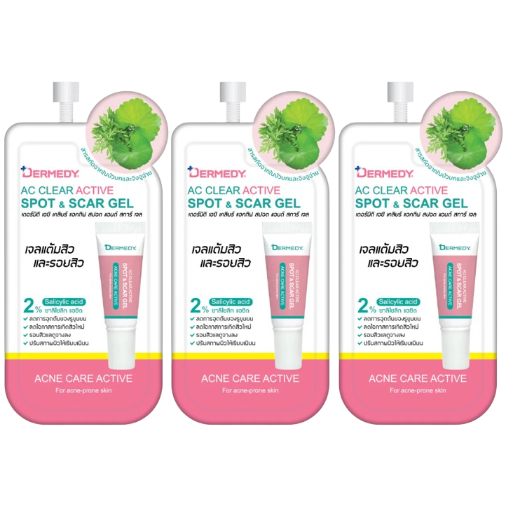 Dermedy - AC Clear Active Spot & Scar Gel with 2% Salicylic Acid 5g. (Pack of 3)