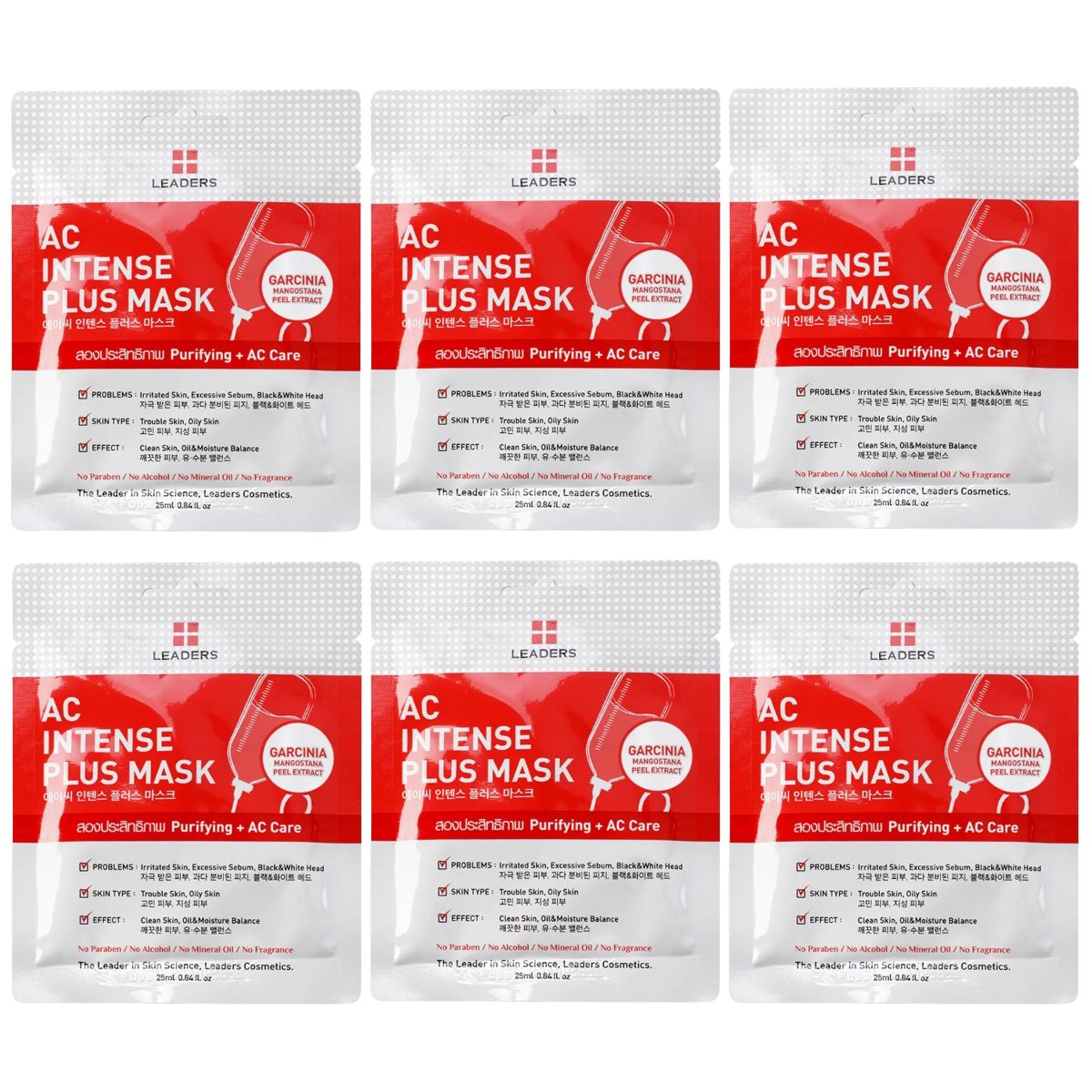 Leaders - AC Intense Plus Face Mask with Purifying + AC Care 25ml. (Pack of 6)