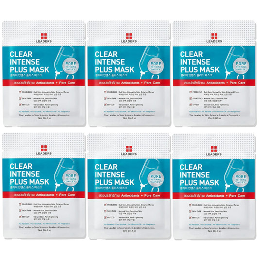 Leaders - Clear Intense Plus Face Mask with Antioxidants + Pore Care 25ml. (Pack of 6)