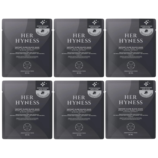 Her Hyness - Instant Glow Black Mask with Royal Jelly, Pearl Powder & Olive Extract 25ml. (Pack of 6)