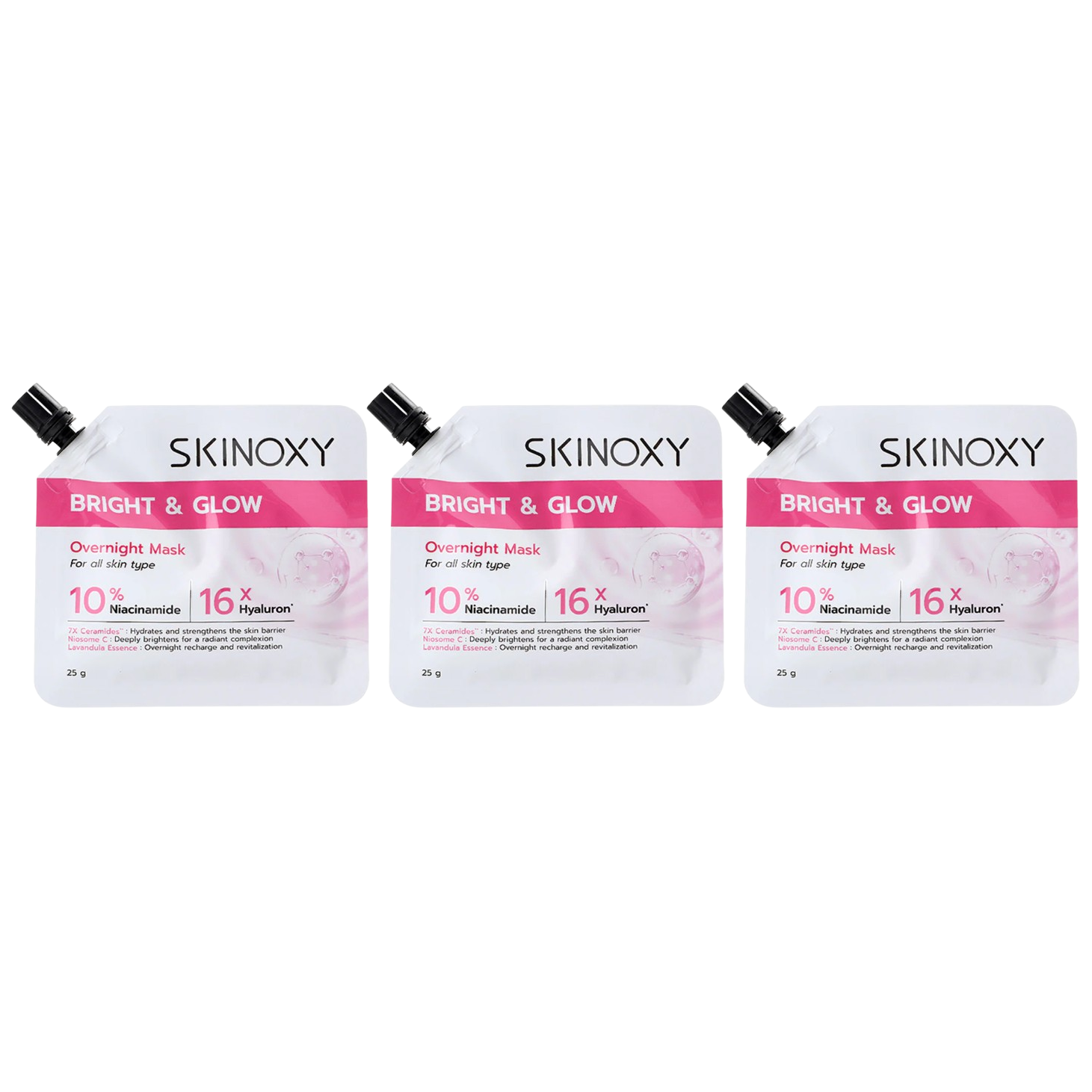 Skinoxy - Bright & Glow Overnight Mask 25g. (Pack of 3)