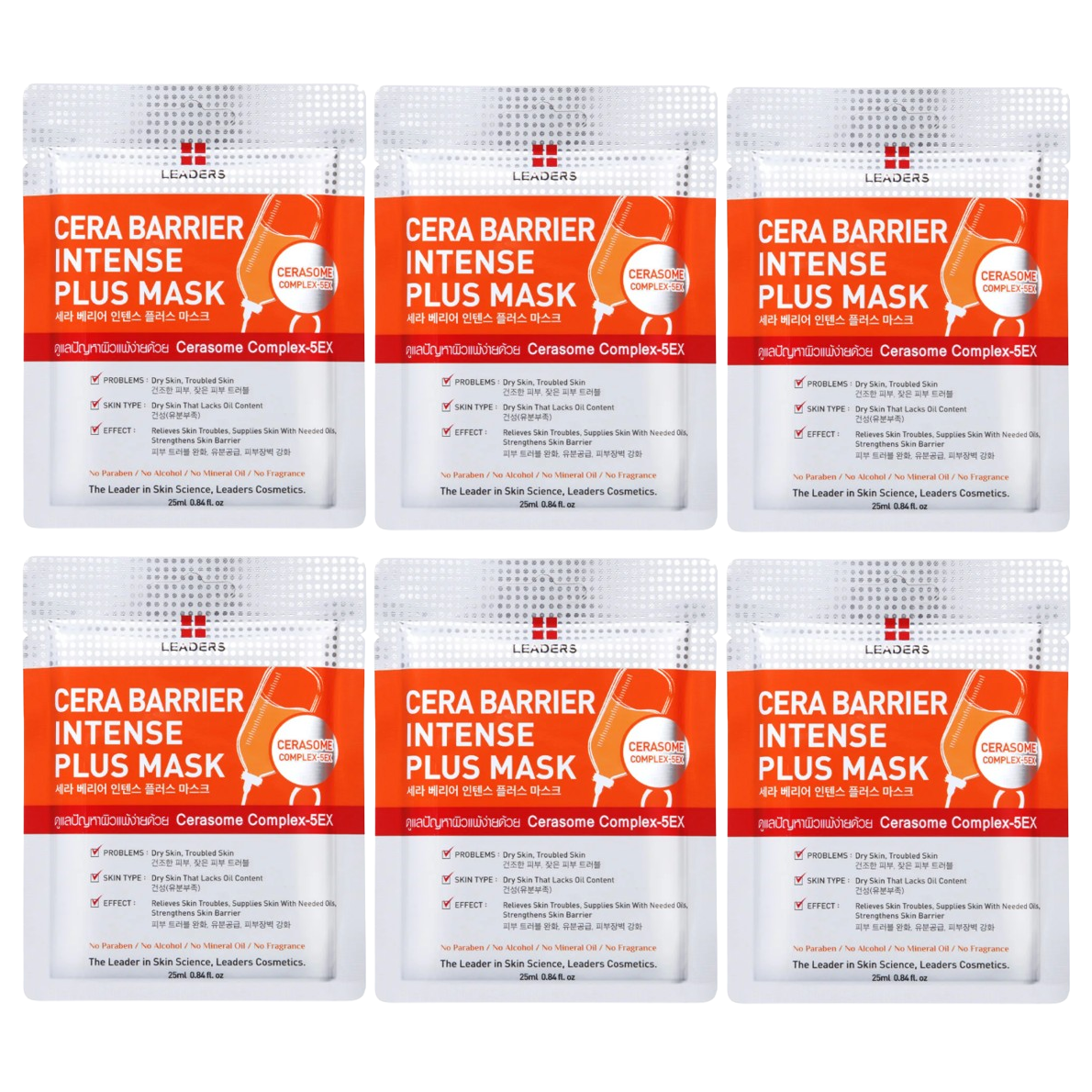 Leaders - Cera Barrier Intense Plus Face Mask with Cerasome Complex-5EX 25ml. (Pack of 6)
