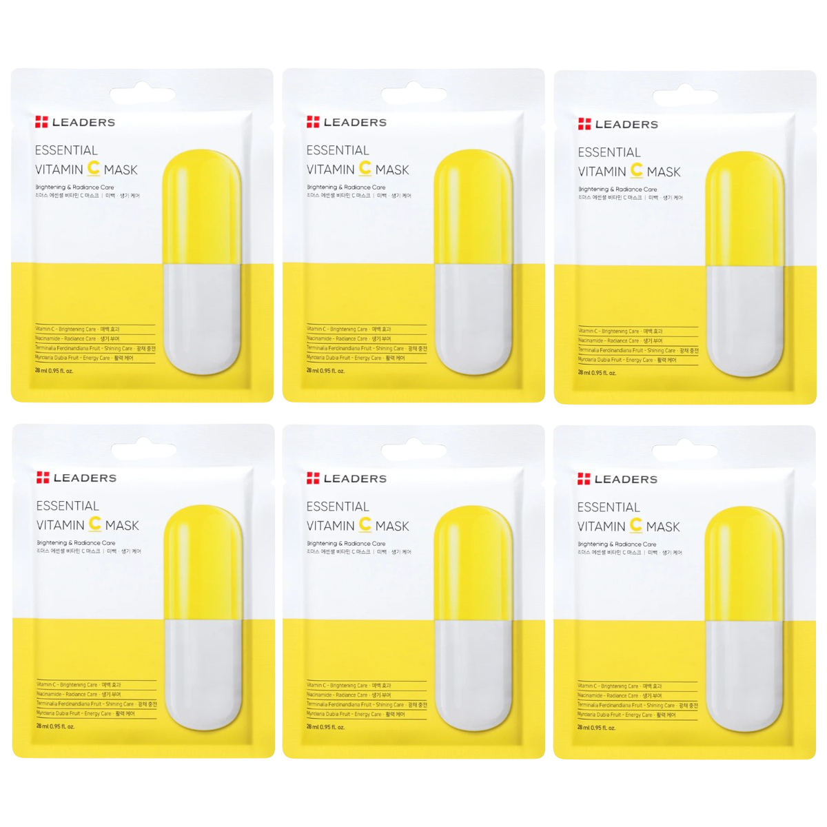 Leaders - Essential Vitamin C Face Mask, Brightening & Radiance Care 28ml. (Pack of 6)