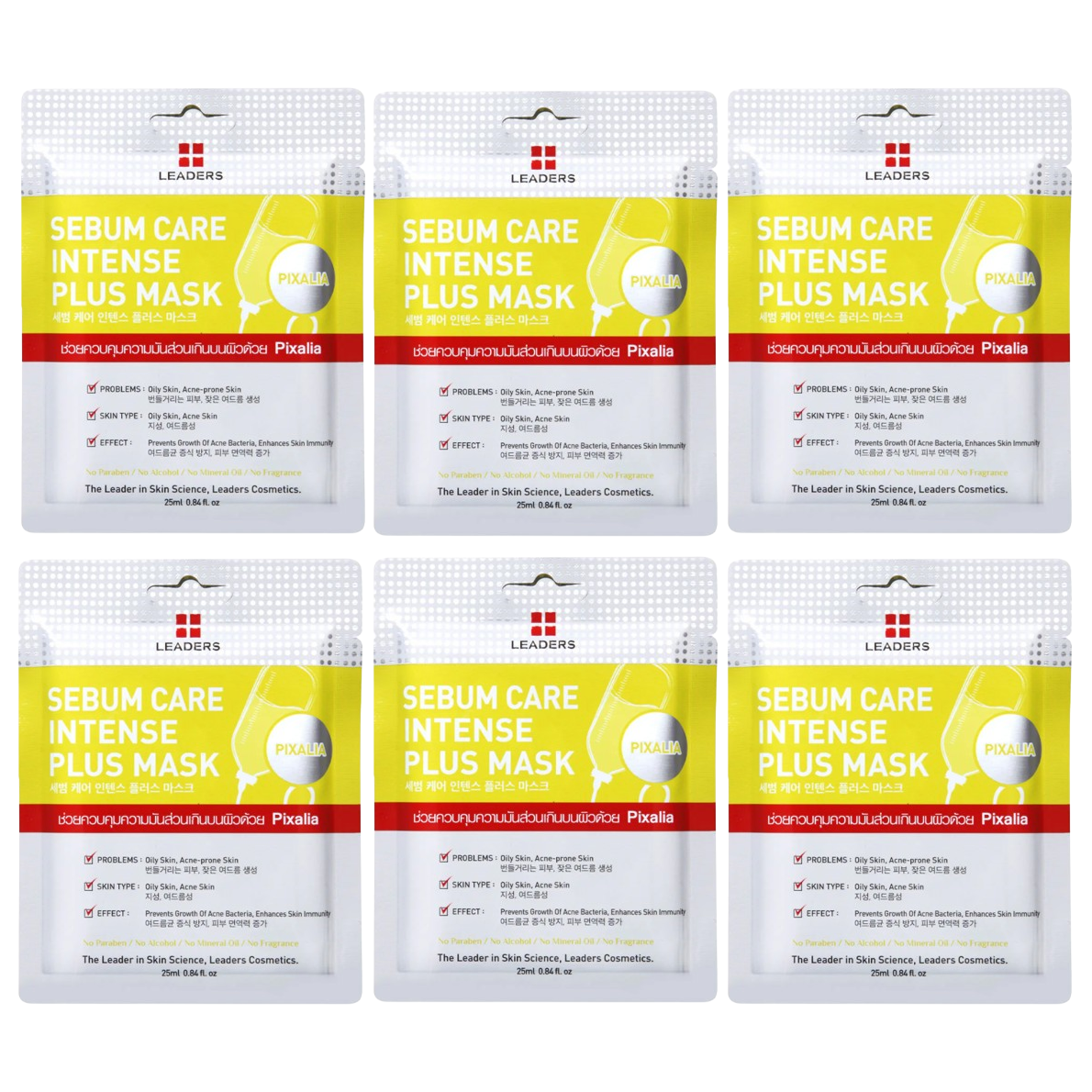 Leaders - Sebum Care Intense Plus Face Mask with Pixalia 25ml. (Pack of 6)