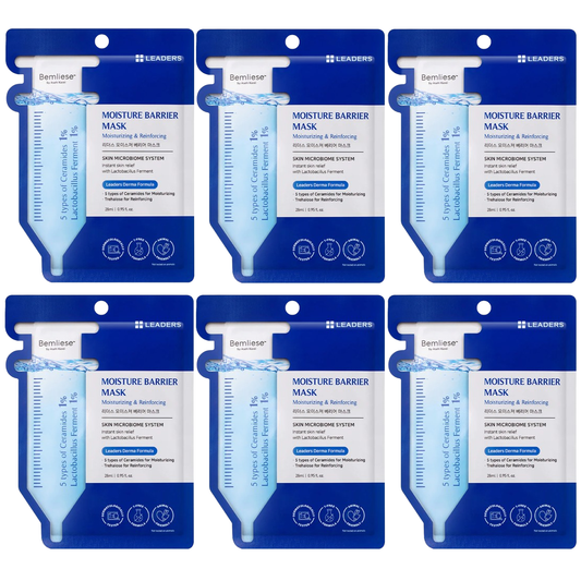 Leaders - Moisture Barrier Face Mask with 5 types of Cermides and Trehalose 28ml. (Pack of 6)