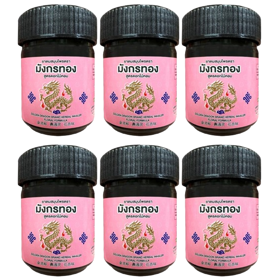 Golden Dragon - Herbal Inhaler Foral Formula Pink (Pack of 6) - Made in Thailand