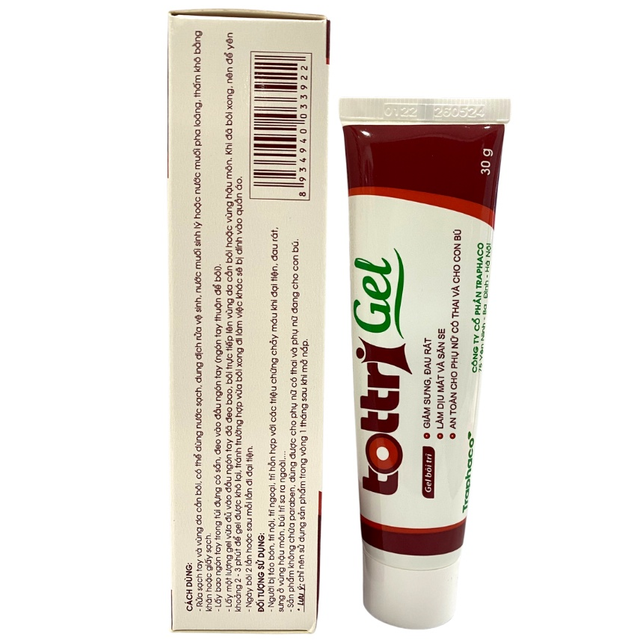 Traphaco - Tottri Gel - Hemorrhoid Relief Gel for Swelling and Pain Gel Bôi Trĩ Giảm Nhanh Đau Rát & Táo Bón 30g.