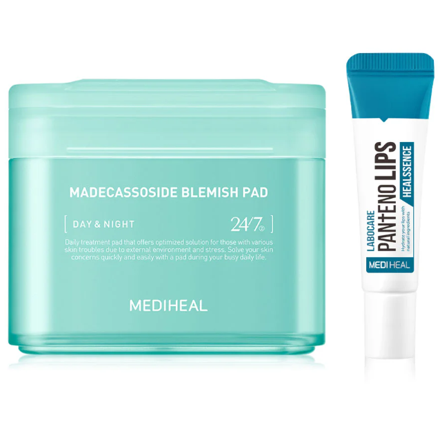 Mediheal - Bundle: 1x Madecassoside Blemish Pad 170ml. (100 Pads) + 1x Labocare Pantenolips Healssence 10ml.