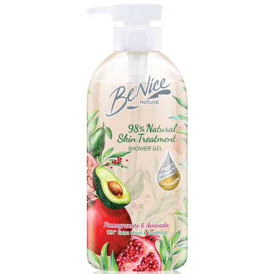 BeNice - Natural Pomegranate & Avocado Pump Shower Gel 450ml.