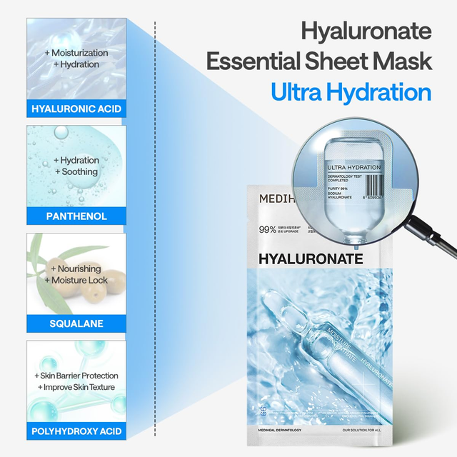 Mediheal - Hyaluronate Essential Mask Ultra Hydration 24ml. (Pack of 4)
