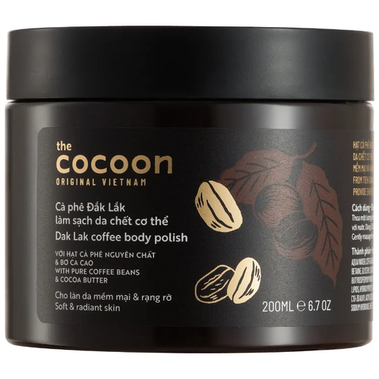 Cocoon Vietnam - Dak Lak Coffee Body Polish (Cà Phê Đắk Lắk Làm Sạch Da Chết Cơ Thể) with Pure Coffee Beans & Cocoa Butter 200ml.