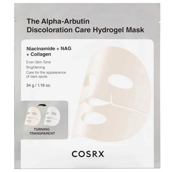 COSRX - The Alpha-Arbutin Discoloration Care Hydrogel Mask with Niacinamide + NAG + Collagen, 1 Sheet (Pack of 3)