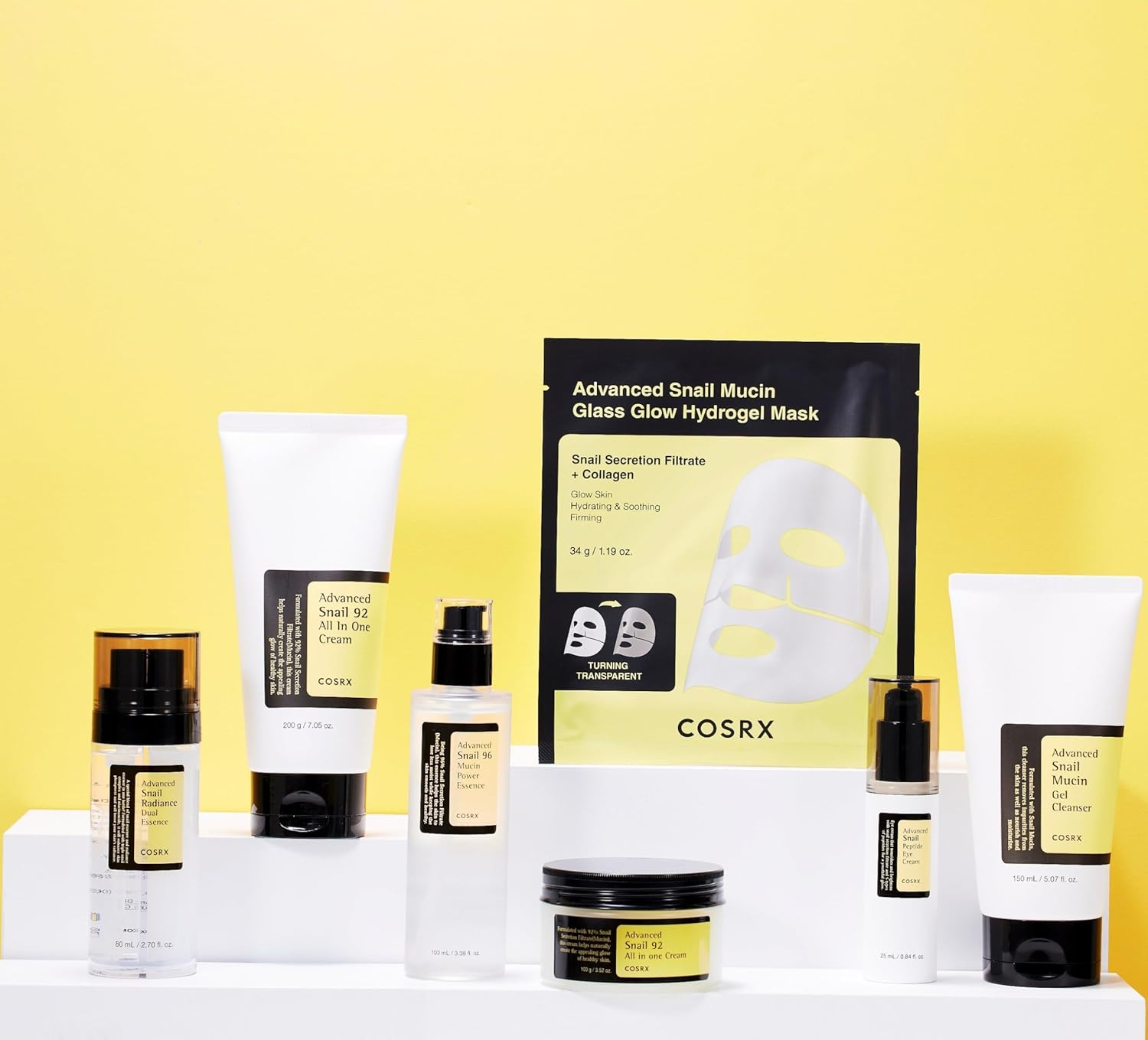 COSRX - Advanced Snail Mucin Glass Glow Hydrogel Mask with Snail Secretion Filtrate + Collagen, 1 Sheet (Pack of 3)