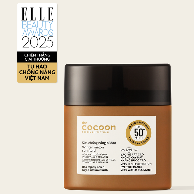 Cocoon Vietnam - Winter Melon Sun Fluid SPF 50+ PA++++ (Sữa Chống Nắng Bí Đao) with Winter Melon Extract, Synoxyl AZ & Melanin 50ml.