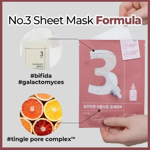 Numbuzin - No.3 Tingle-Pore Softening Sheet Mask 27ml. (Pack of 6)