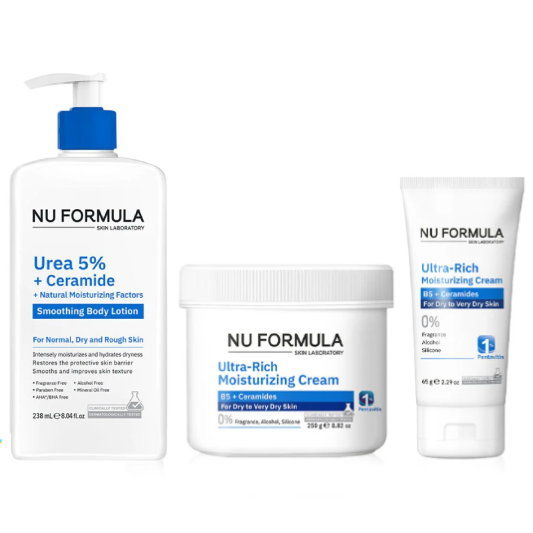Nu Formula - Urea 5% + Ceramide Body Lotion (238ml.) + Ultra-Rich Moisturizing Cream B5 (250g.) + Ceramide Cream for Dry Skin (65g.)