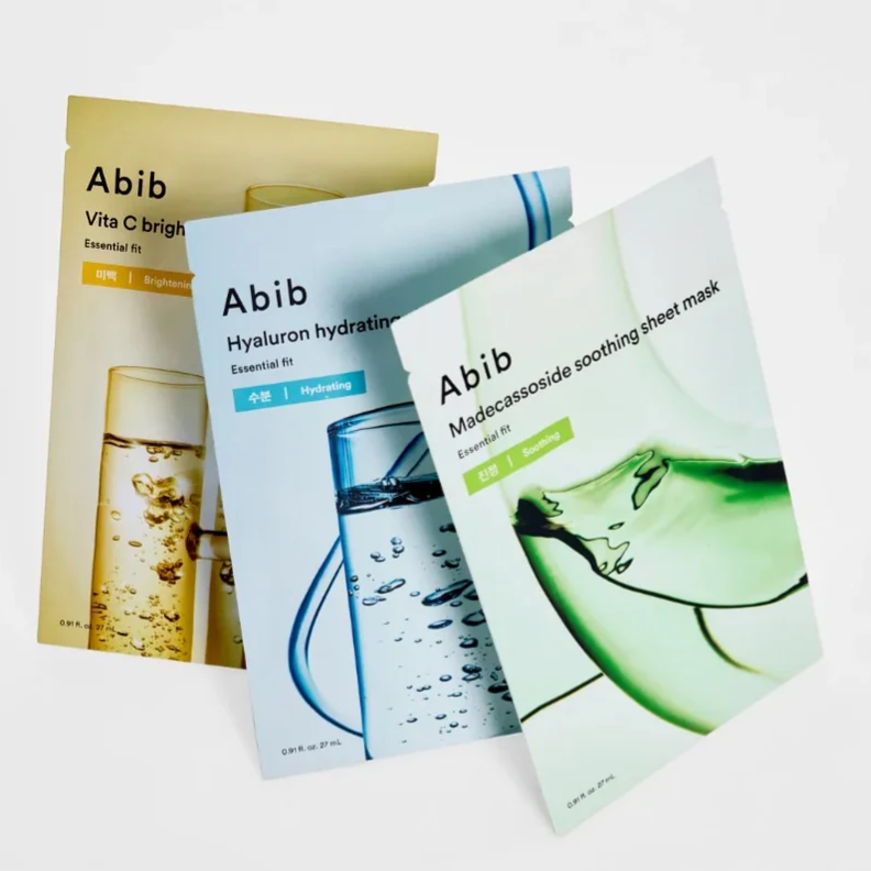 Abib - Essential Fit, Madecassoside Soothing Sheet Face Mask 27ml. (Pack of 3)