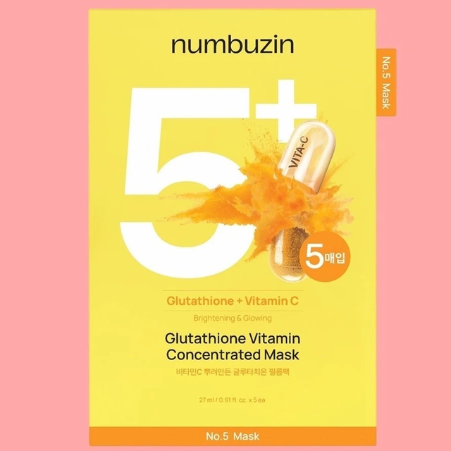 Numbuzin - No.5+ Glutathione + Vitamin C Concentrated Mask 27ml. (Pack of 6)
