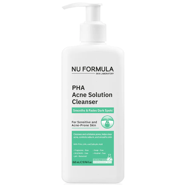Nu Formula - PHA Acne Solution Cleanser, Smooths & Fades Dark Spots for Sensitive and Acne-Prone Skin 265ml.