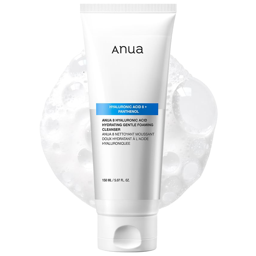 Anua - Hyaluronic Acid 8 + Panthenol Hydrating Gentle Foaming Cleanser 150ml.