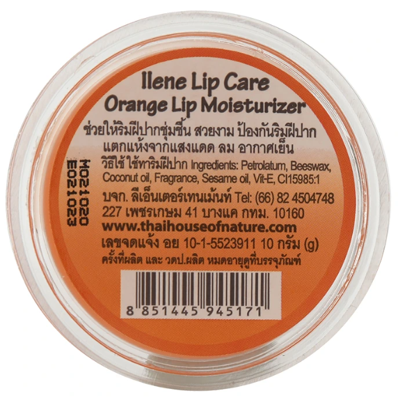 iLene - Orange Natural Lip Care Balm Moisturiser 10g. (Pack of 8)