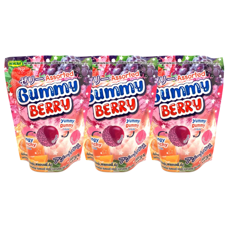 Roscela - Gummy Berry Mixed Fruit Flavor 39g. (Pack of 3)