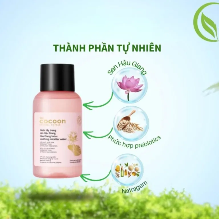 Cocoon Vietnam - Hau Giang Lotus Soothing Micellar Water (Nước Tẩy Trang Sen Hậu Giang) with Lotus Extract & Prebiotics 140ml.