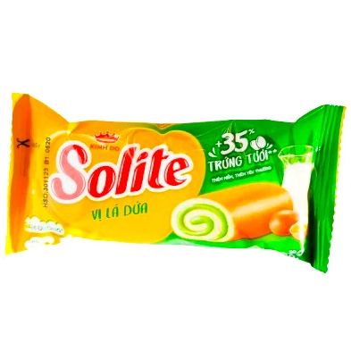 KINH DO - Solite - Rolled Sponge Cake Cuộn Kinh Đô Khay Cuộn Lá Dứa Pandan Leaf Roll 360g.