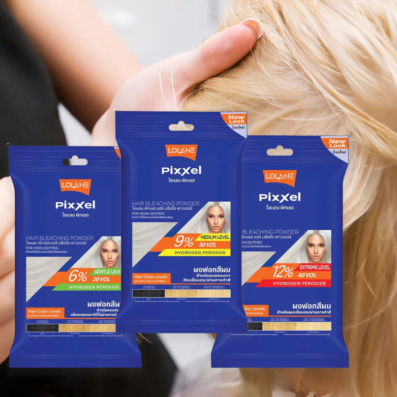Lolane - Pixxel Hair Bleaching Powder + Oxymilk 12% 15g. (Pack of 3)