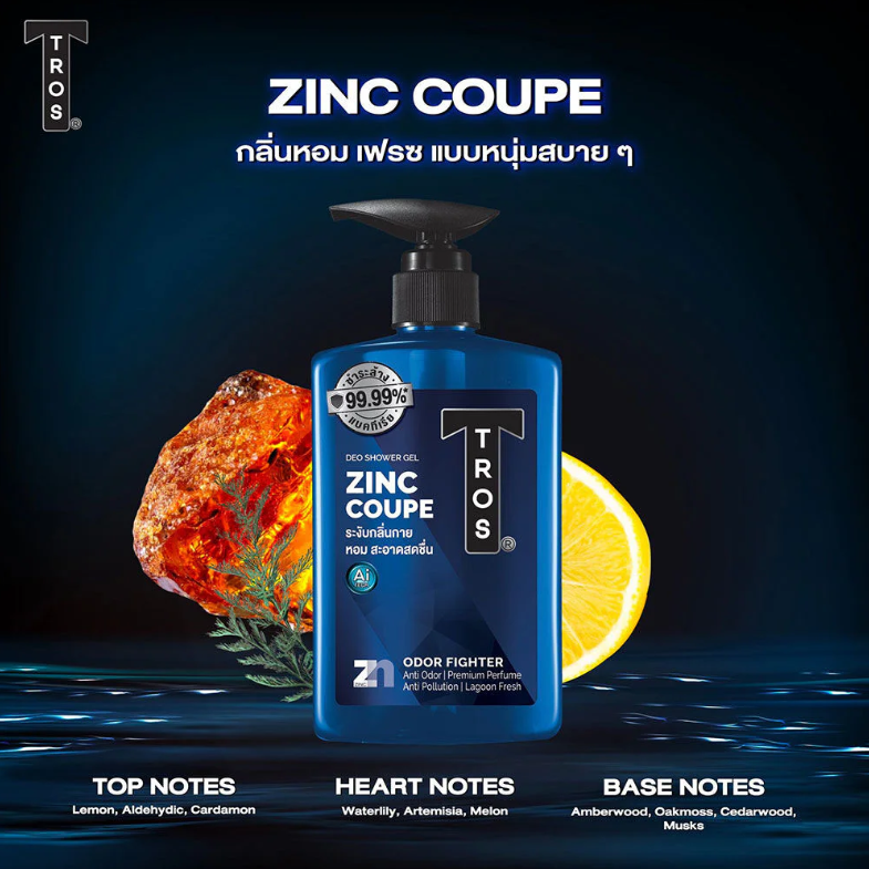 TROS - Coupe Deo Shower Cream Zinc & Lagoon Water Blue 400ml.