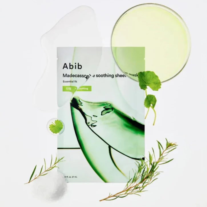 Abib - Essential Fit, Madecassoside Soothing Sheet Face Mask 27ml. (Pack of 3)