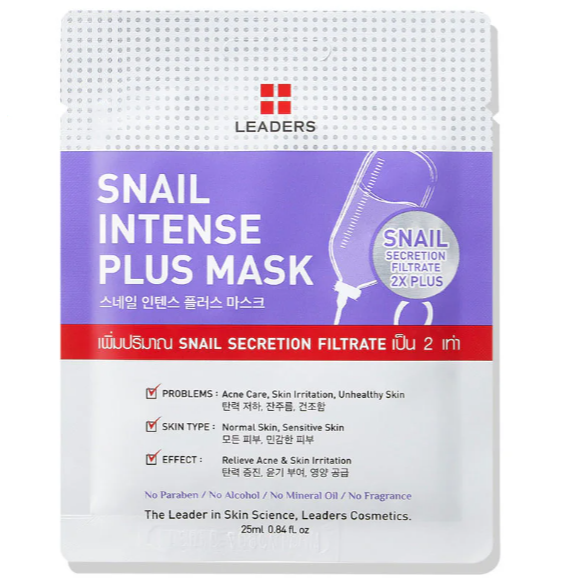 Leaders - Snail Intense Plus Face Mask with Snail Secretion Filtrate 25ml. (Pack of 3)