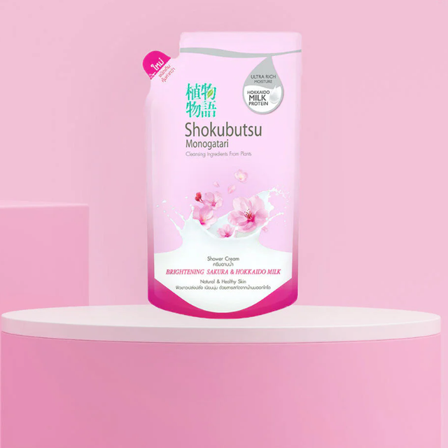 Shokubutsu - Monogatari Brightening Sakura And Hokkaido Milk Bath Refill 500ml.