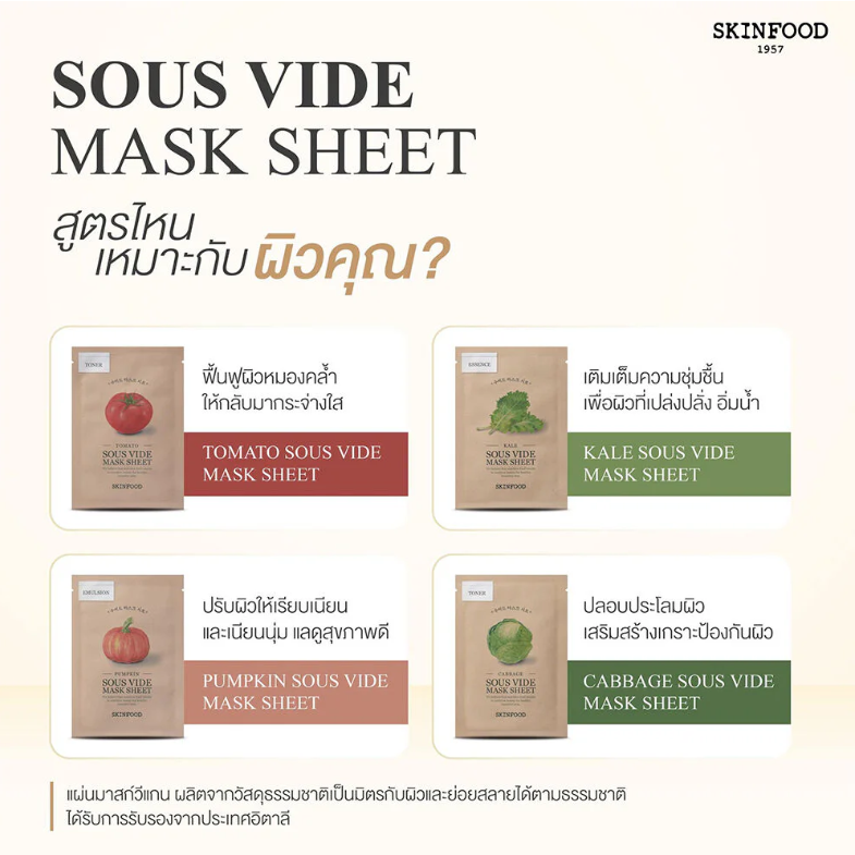 Skinfood - Pumpkin Sous Vide Mask Sheet 20g. (Pack of 6)