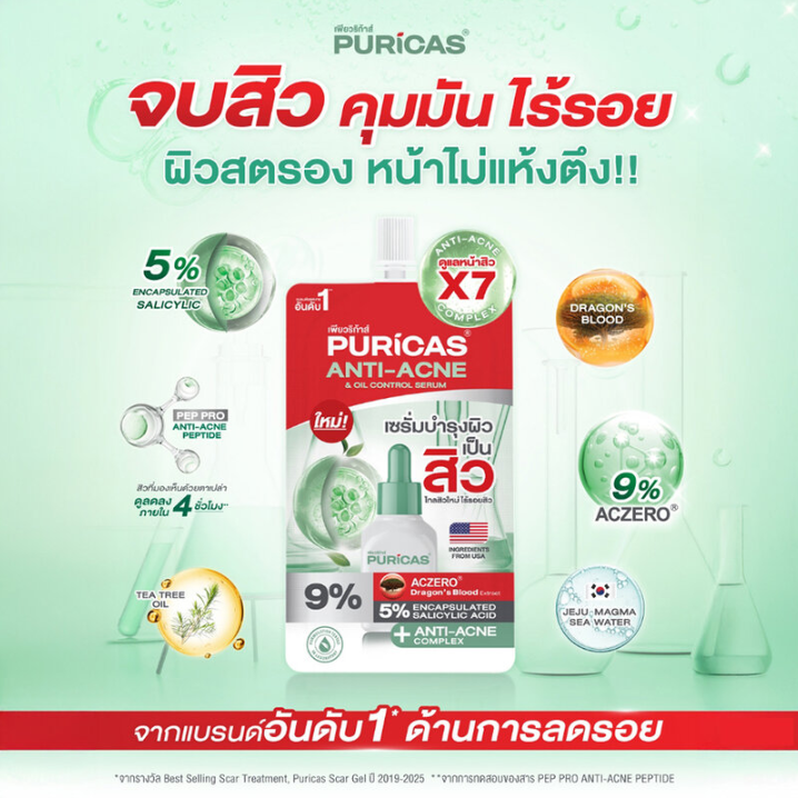 Puricas - Anti-Acne & Oil Control Serum 7ml. (Pack of 3)