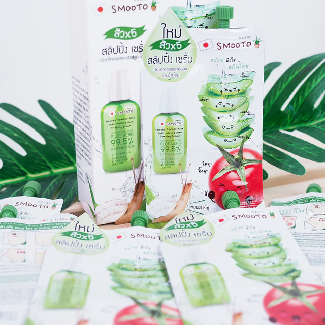 Smooto - Tomato Aloe Snail White & Acne Sleeping Serum 10ml. (Pack of 6)