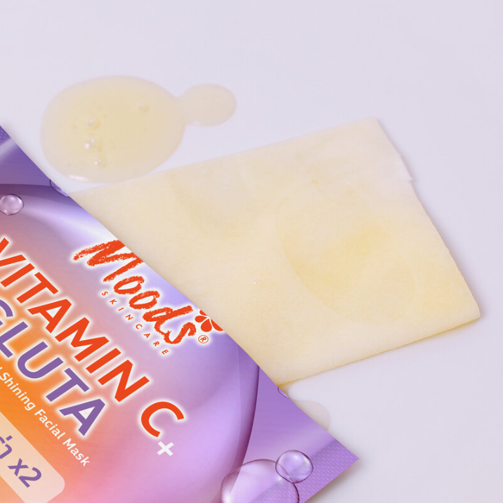 Moods Skin Care - Vitamin C + Gluta Brightening And Shining Facial Mask 38ml. (Pack of 3)