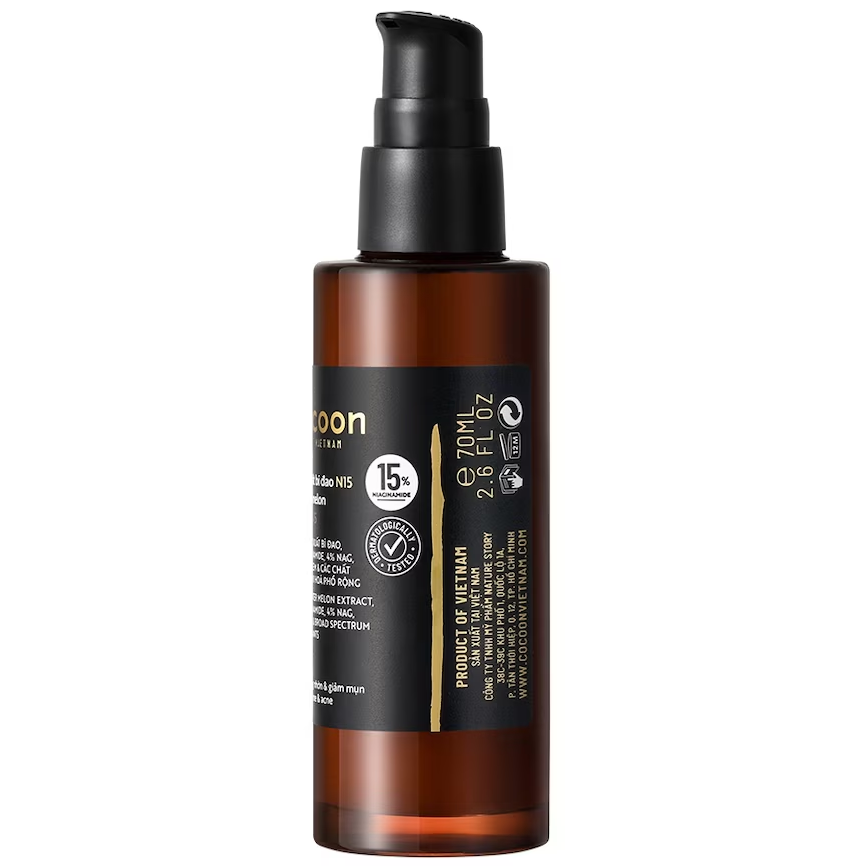 Cocoon Vietnam - Winter Melon Serum N15 (Tinh Chất Bí Đao N15) with Winter Melon Extract, 15% Niacinamide, 4% NAG, Neem Oil & Broad Spectrum Antioxidants 70ml.