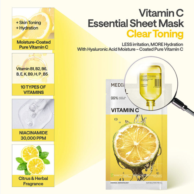 Mediheal - Vitamin C Essential Mask Clear Toning 24ml. (Pack of 4)