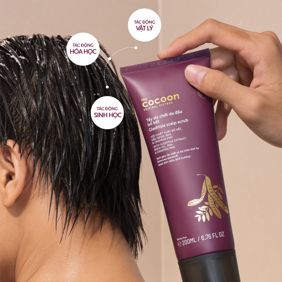 Cocoon Vietnam - Gleditsia Scalp Scrub (Tẩy Da Chết Da Đầu Bồ Kết) with Gleditsia Extract, Neem Oil, BHA & Crinipan PMC 200ml.