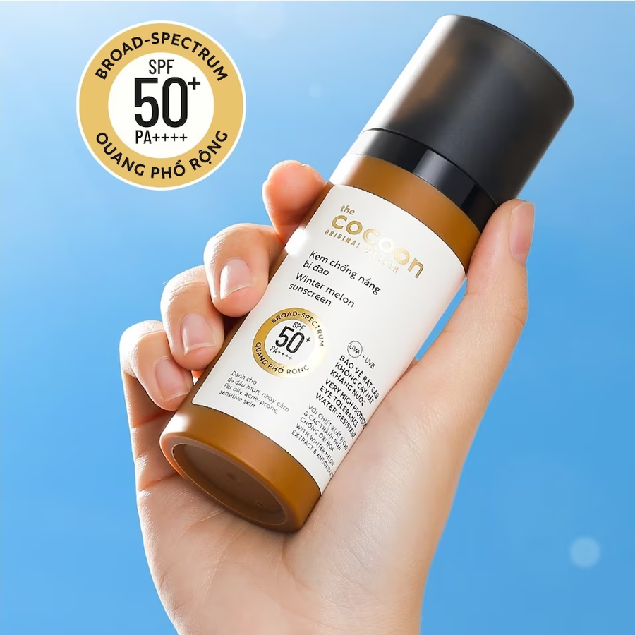 Cocoon Vietnam - Winter Melon Sunscreen SPF 50+ PA++++ UVA-PF 37 (Kem Chống Nắng Bí Đao) with Winter Melon Extract & Antioxidants 50ml.