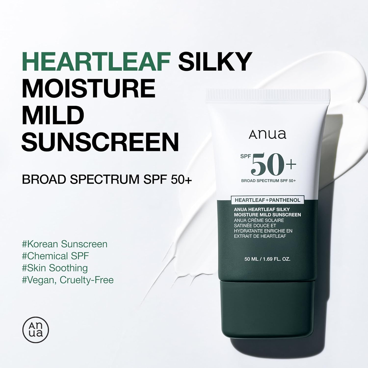 Anua - Heartleaf Silky Moisture Sun Cream SPF50+ PA++++ 50ml.
