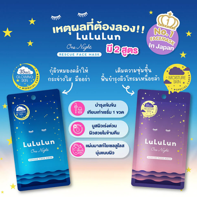 Lululun - One Night Hydration Face Mask (Pack of 3)