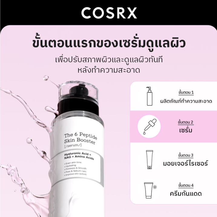 COSRX - The 6 Peptide Skin Booster Serum with Hyaluronic Acid + NAG + Amino Acids 150ml.