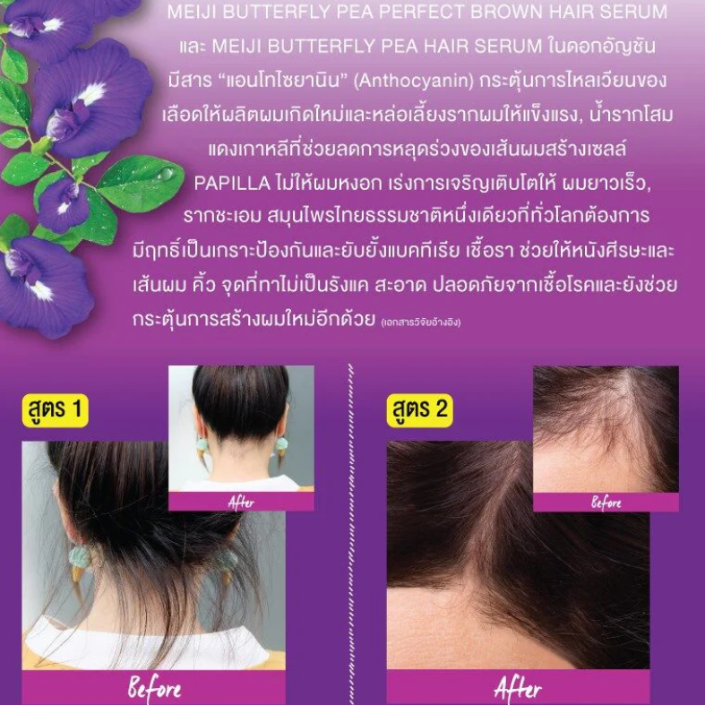 Meiji Lips - Butterfly Pea Perfect Brown Hair Serum 3g.