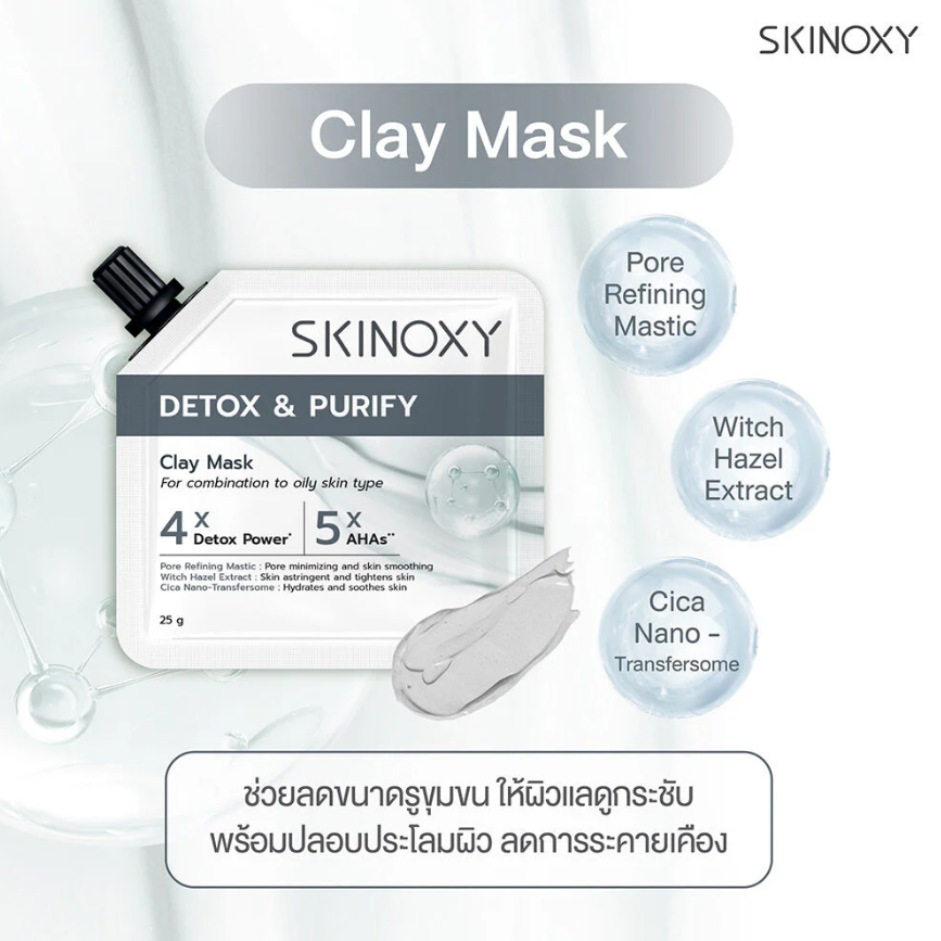 Skinoxy - Detox & Purify Clay Mask 25g. (Pack of 3)