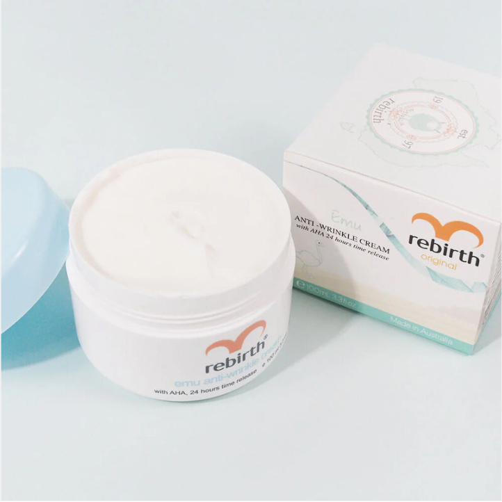 Rebirth - Emu Anti-Wrinkle Cream With AHA 24 Hours Time Release 100ml.